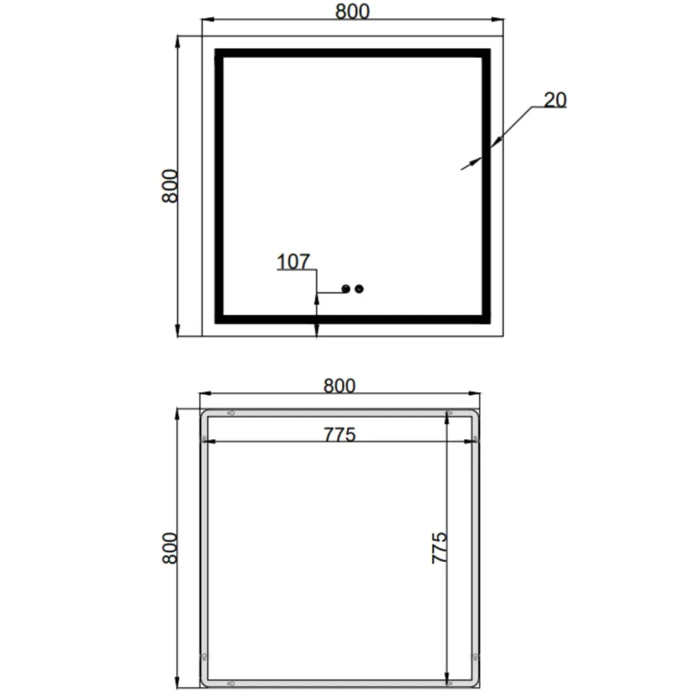 Дзеркало Qtap Mideya (MI1) 800x800 з LED-підсвіткою Touch, з антизапотіванням, димером, регумацію QT2078NCF8048477 Київ - фото 8