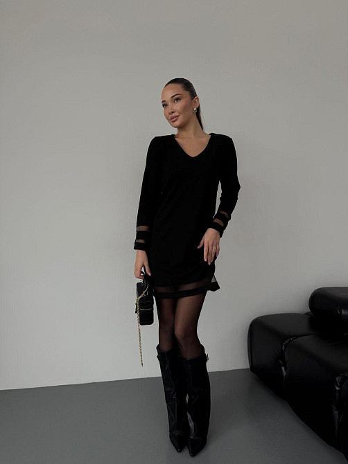 Жіноче стильне святкове плаття зі вставками із сітки вільного фасону креп дайвінг + сітка 54/56 Одеса - фото 3