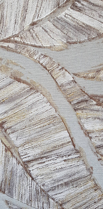 Шпалери вінілові на флізеліновій основі Rasch Ascona 1.06х10 листя структурні сірі коричневі із золотистим Київ - фото 3