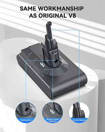 Аккумулятор для пылесоса Dyson V8, SV10 6500 мАч с 2 фильтрами сменная батарея V8 Animal V8 Absolute V8 Fluffy Киев