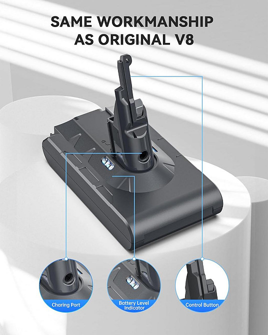 Аккумулятор для пылесоса Dyson V8, SV10 6500 мАч с 2 фильтрами сменная батарея V8 Animal V8 Absolute V8 Fluffy Киев - изображение 4