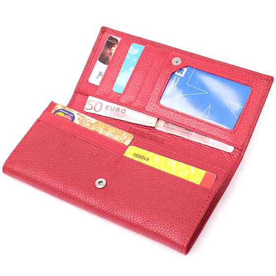 Яскравий жіночий гаманець горизонтального формату з натуральної шкіри ST Leather 22514 Червоний Київ