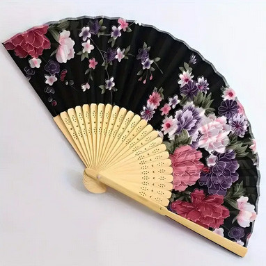 Веер летний черный Цветы Киев - изображение 1