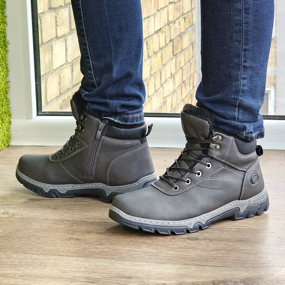 Ботинки Зимние Мужские на Меху Серые Зима Мех Прошитые (размеры: 40,41,42,43,44,45) Видео Обзор Днепр - изображение 5