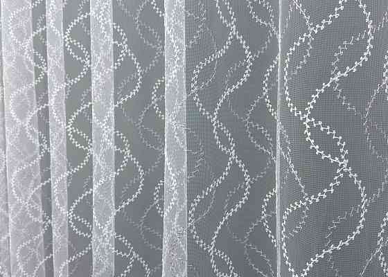 Тюль VR-Textil 1834т Фатин с вышивкой Белый с сиреневым 300х270 см (40-185) Киев