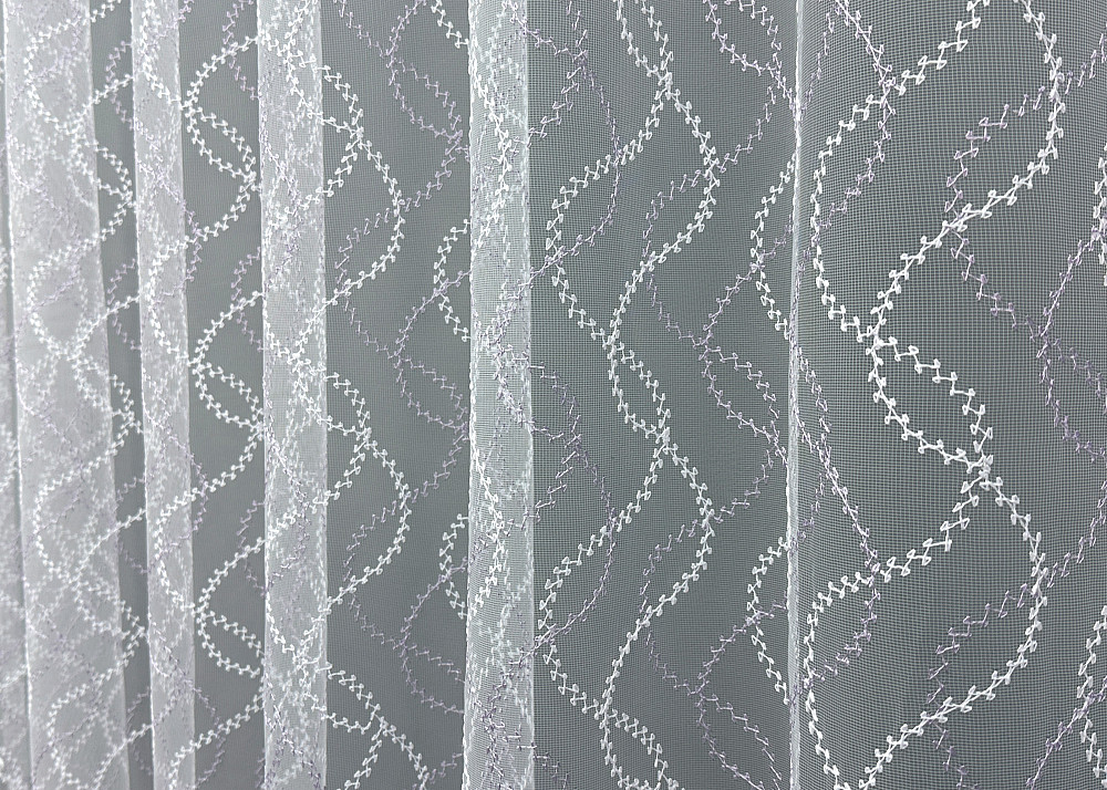 Тюль VR-Textil 1834т Фатин з вишивкою Білий з бузковим 300х270 см (40-185) Київ - фото 5