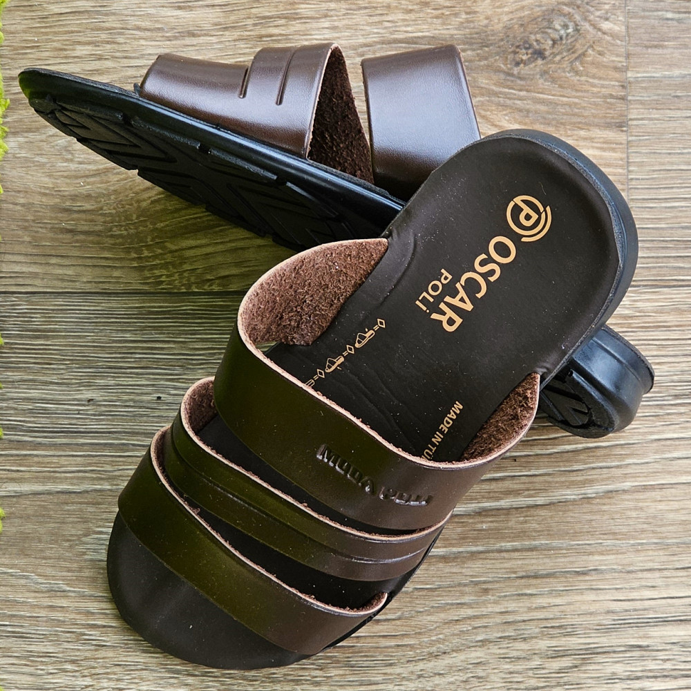 Мужские Шлёпанцы Тапочки Сланцы Коричневые Кожаные (размеры: 41,42,43,44,45) Днепр - изображение 6