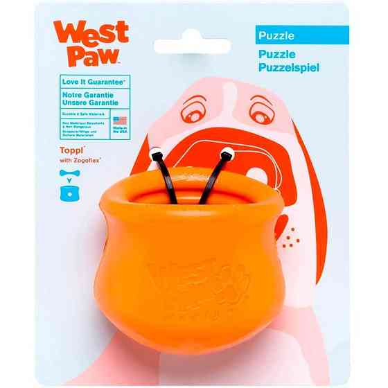 Игрушка головоломка для собак с тайником для лакомств West Paw Toppl Treat Toy Large (Вест Пав Топпи) Большой - 10 см., Оранжевый Запорожье