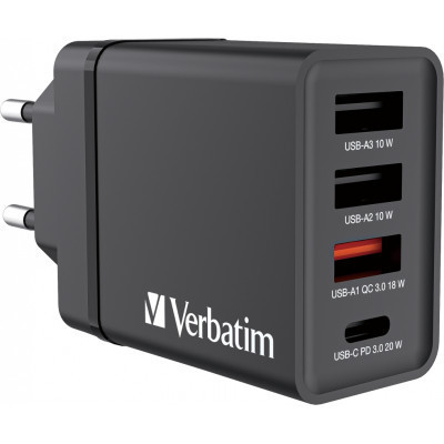 Зарядное устройство Verbatim USB 30W PD3.0 4-ports black (49700) Винница - изображение 1