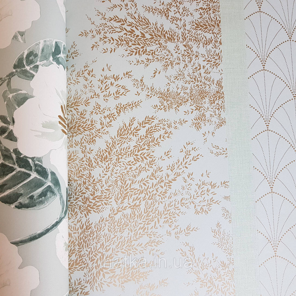 Шпалери вінілові на флізелін Caselio The Place to bed 0.53х10 м природа дерева гілки золотисті на салатовому Київ - фото 2