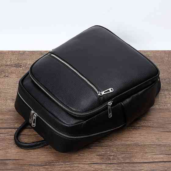 Городской мужской рюкзак из натуральной кожи стильный черного цвета для мужчины удобный Tiding Bag Киев