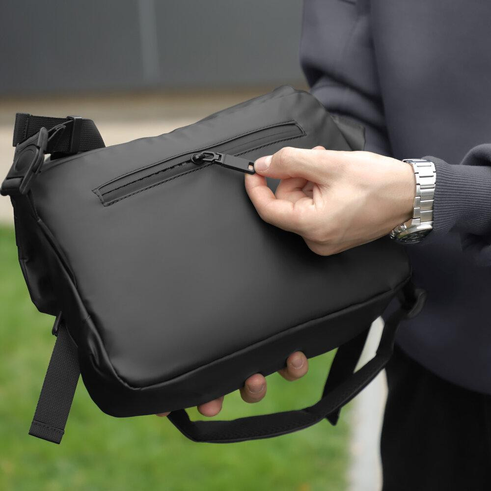 Чоловіча чорна сумка з кишенями на замку Pobedov Modest Київ - фото 2