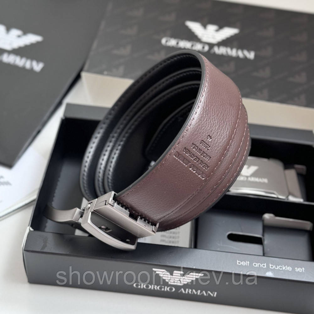 УЦЕНКА!!! Мужской кожаный ремень с двумя пряжками, подарочная упаковка GA (314) Киев - изображение 7