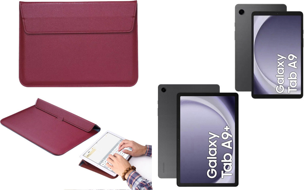 Чохол-конверт VitoCase для Samsung Galaxy Tab A9, Galaxy Tab A9+, з функцією підставки для планшета Бордовий Київ - фото 1