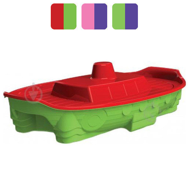 Детская песочница бассейн с крышкой Корабль Doloni пластиковая для детей Красно-салатовый Киев - изображение 1