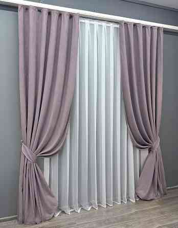 Комплект готовых штор VR-Textil Микровелюр Petek № 1493ш Лавандовый 150х280 см 2 шт (33-0573) Киев