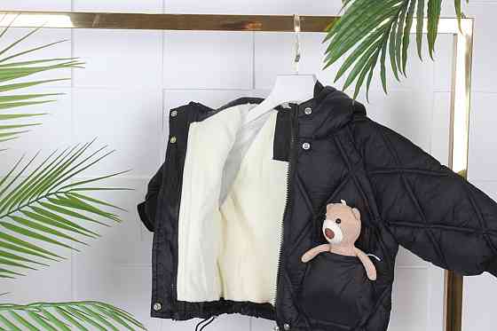 Демисезонная  черная куртка пуффер для девочек на 3 года Николаев