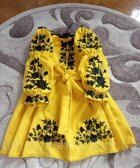 Сукня вишиванка жовто-чорна Патріотична з квітами 80-140 Кривий Ріг - фото 1