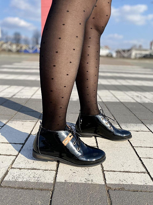 Женские ботинки YDG черные натуральная кожа лак 36-37р (2347) Коломия - фото 2