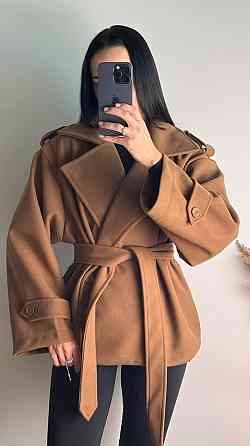 Стильний жіночий тренч-пальто з пальтової тканини без підкладки турецький кашемір моко Одеса