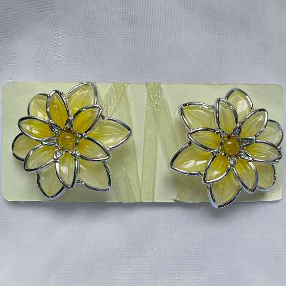 Магніти для штор і гардин Нарцис набір 2 шт Жовтий з сріблястим (81-155) Київ