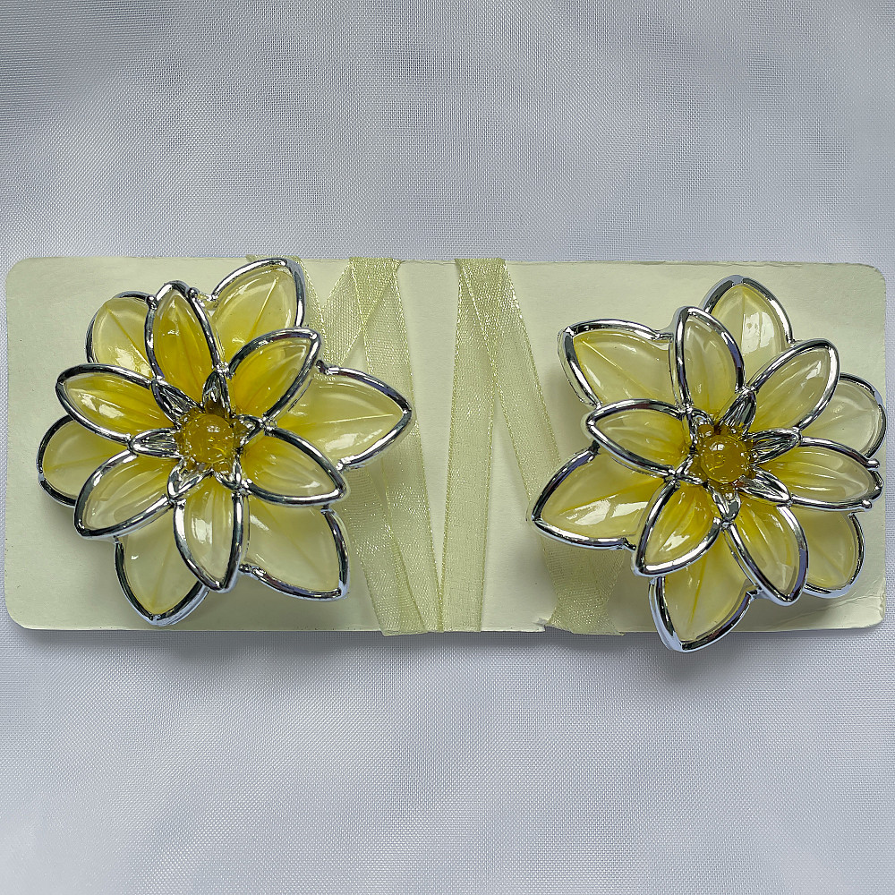 Магніти для штор і гардин Нарцис набір 2 шт Жовтий з сріблястим (81-155) Київ - фото 6