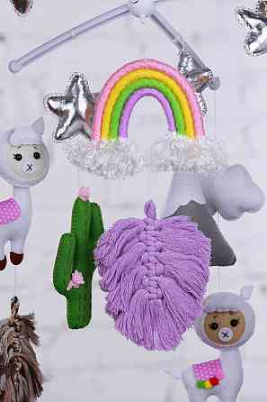 Дитячий мобіль на ліжечко для немовлят WooolyWool «Лама» Київ