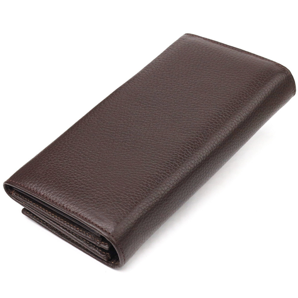 Функціональне жіноче портмоне з монетницею з натуральної шкіри CANPELLINI 21526 Коричневе Київ - фото 2