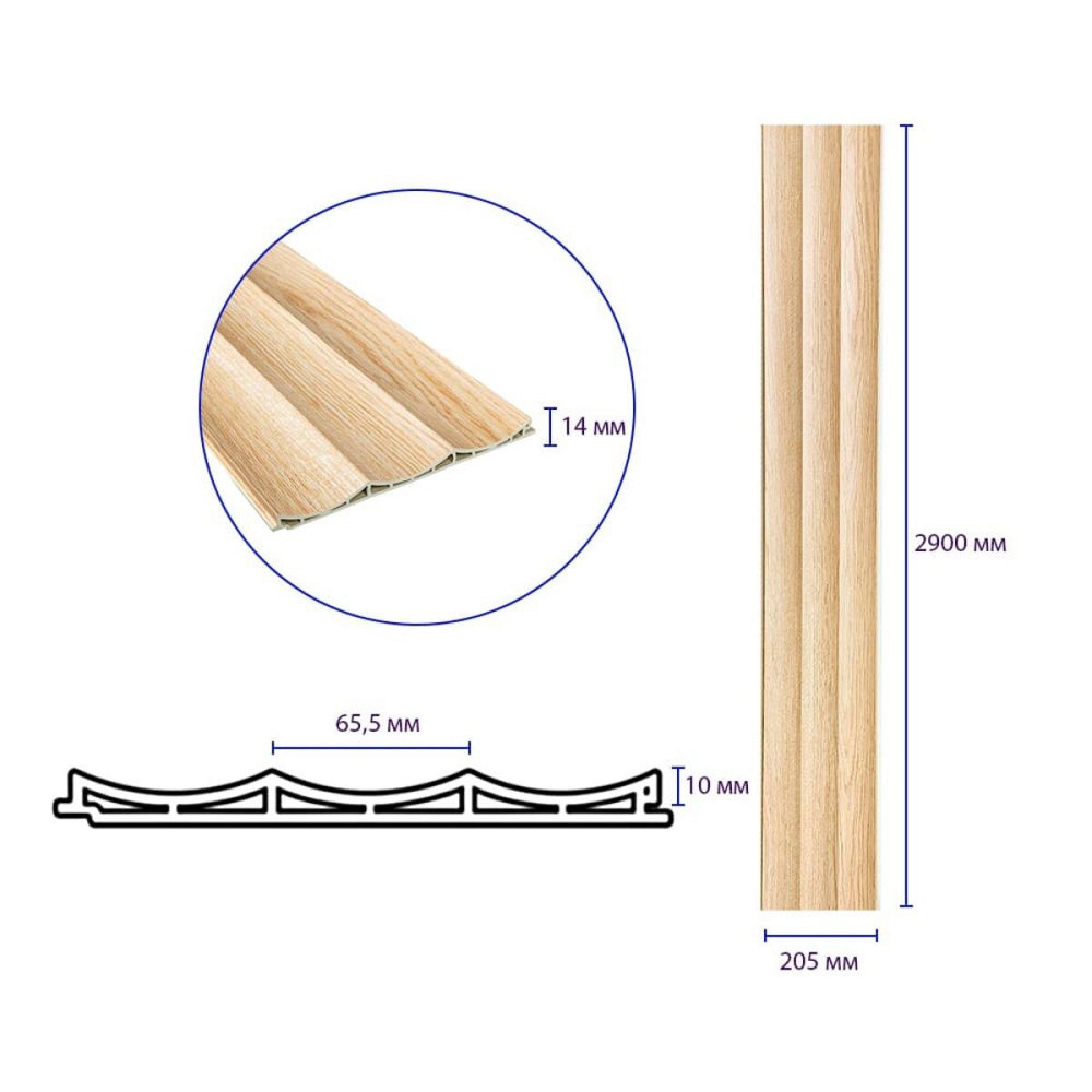 Рейка декоративна WPC стінова 205х14х2900мм SW-00003018 Київ - фото 3