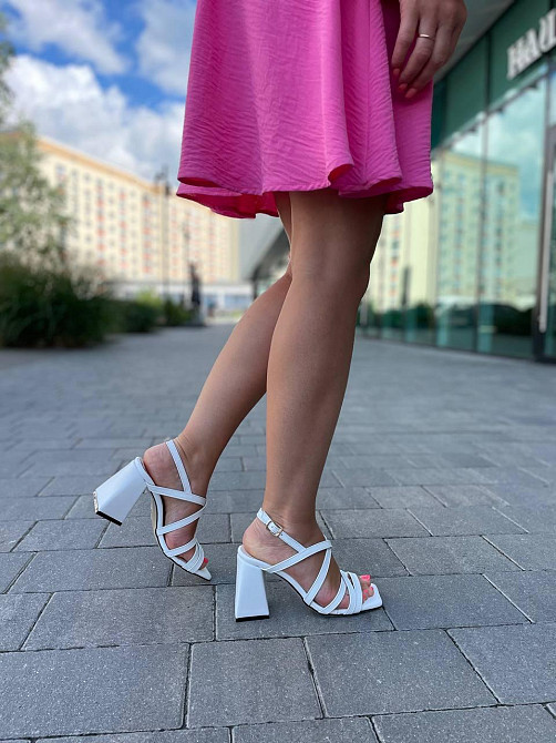 Crisma Босоніжки жіночі білі CRISMA 0502, натуральна шкіра / Зручні босоніжки на підборах р. 36 Коломыя - изображение 7