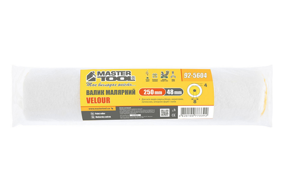 Валик малярський MASTERTOOL Velour 48/250/4 мм Ø 8 мм 92-5604 Коломыя - изображение 6