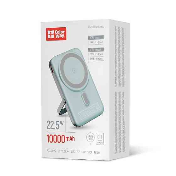 Універсальна мобільна батарея ColorWay 15W MagSafe & Watch Wireless 10000 mAh Aquamarine (CW-PB100LPA2MT-WPDD) ( 15515 ) Харьков