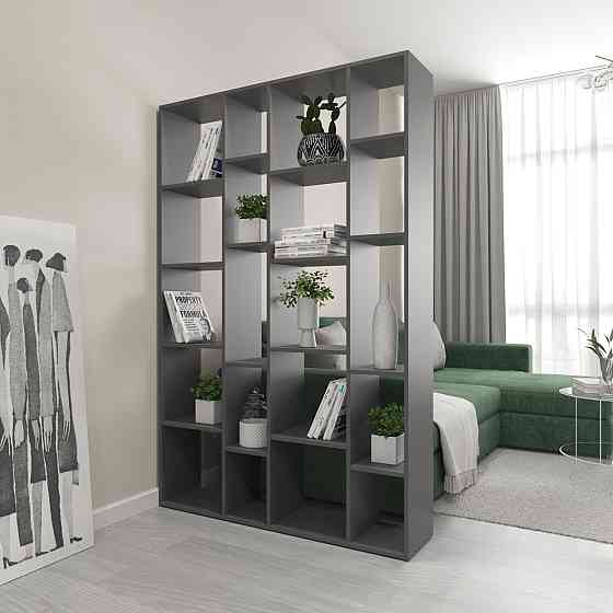 Стеллаж VAYS D-2 Антрацит, книжная полка с 20 ячейками, этажерка из ЛДСП для дома, игрушек и декора, 117×30×178 см Львов