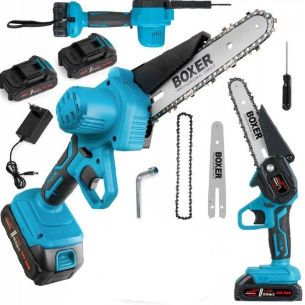 Акумуляторна ланцюгова пила BX-3307 24В: 18 см шина, автозмащення, 2 ланцюги та 2 АКБ у кейсі Одеса - фото 1