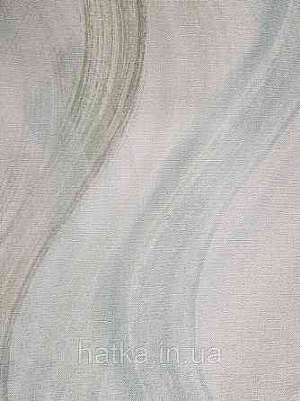 Шпалери вінілові на флізелін гарячого тиснення Marburg Shades блакитні зелені сірі смуги хвилі на білому тлі Київ