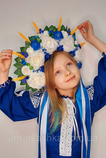 Віночок український жовто-блакитний сценічний зі стрічками Кривий Ріг - фото 7