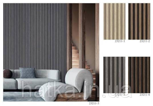 Шпалери вінілові на флізеліні AdaWall Omega1.06х10 смуги 3д під стінову панель чорні 23211-3 Київ - фото 9