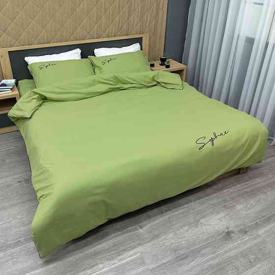 Комплект постільної білизни Сатин, Євро 200х230 Оливковий (88-152) Київ