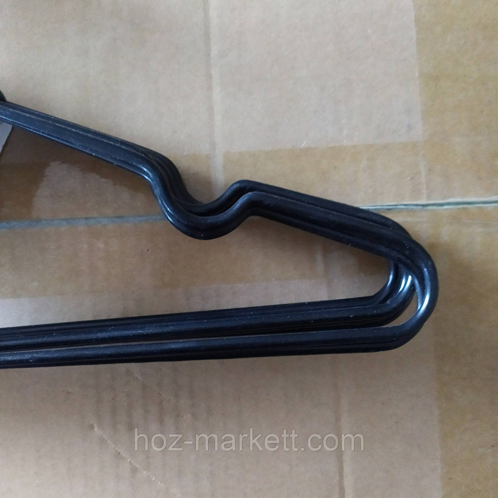 Вешалки плечики, тремпель черные металлический в силиконе с хромированным крючком толстый 10 шт в уп Харьков - изображение 4