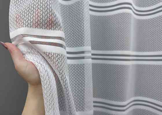 Тюль VR-Textil 1929т Жакард Білий з сірим 300х270 см (40-837) Київ