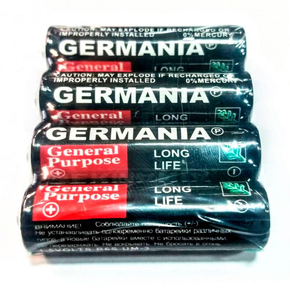 Пальчиковая батарейка AA (1,5В) R6S, Germania / Качественная одноразовая батарейка Киев - изображение 4