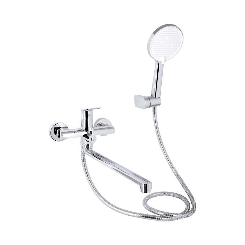 Смеситель для ванны с длинным поворотным изливом, c душевым гарнитуром Qtap Evia QTEVI260CRM47579 Chrome Харьков - изображение 1