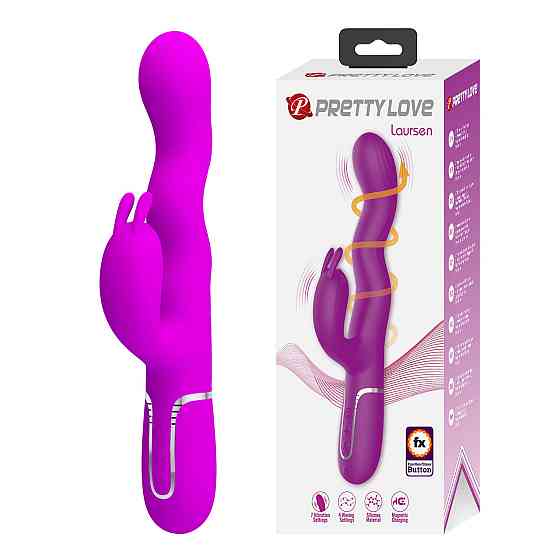 Вибратор-кролик PRETTY LOVE Laursen Purple, силикон, фиолетовый, 7 режимов вибрации и 4 волны Sex Aura Киев