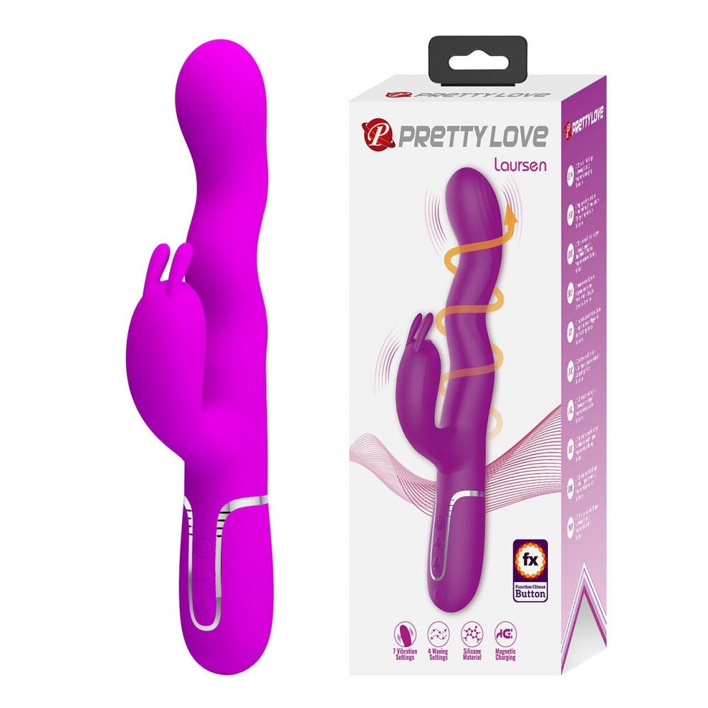 Вибратор-кролик PRETTY LOVE Laursen Purple, силикон, фиолетовый, 7 режимов вибрации и 4 волны Sex Aura Киев - изображение 1