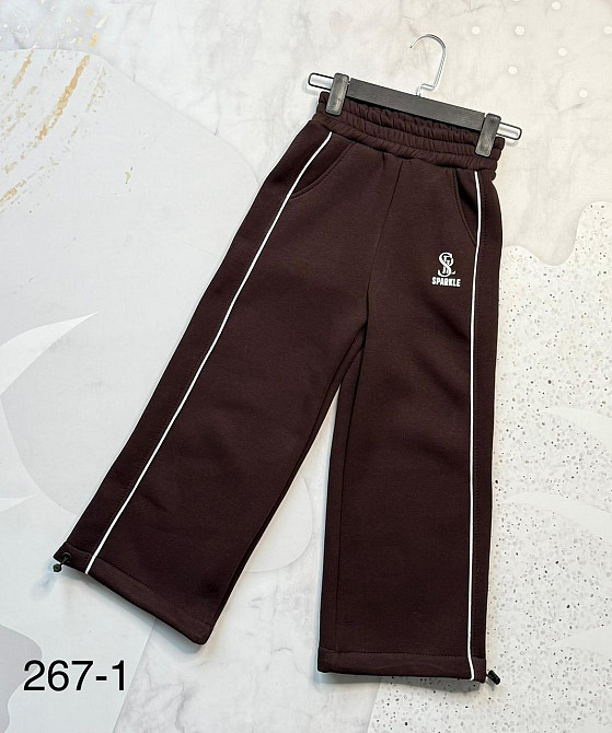 Теплые спортивные штаны для девочки подростка широкие 128,134,140,146,152 шоколад Николаев - изображение 1