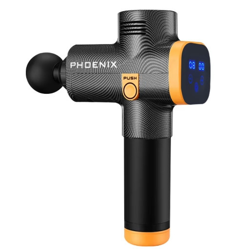 Масажний ударний пістолет тригерних точок Phoenix A2 (4 насадки) сенсорний Чорний Київ - фото 1