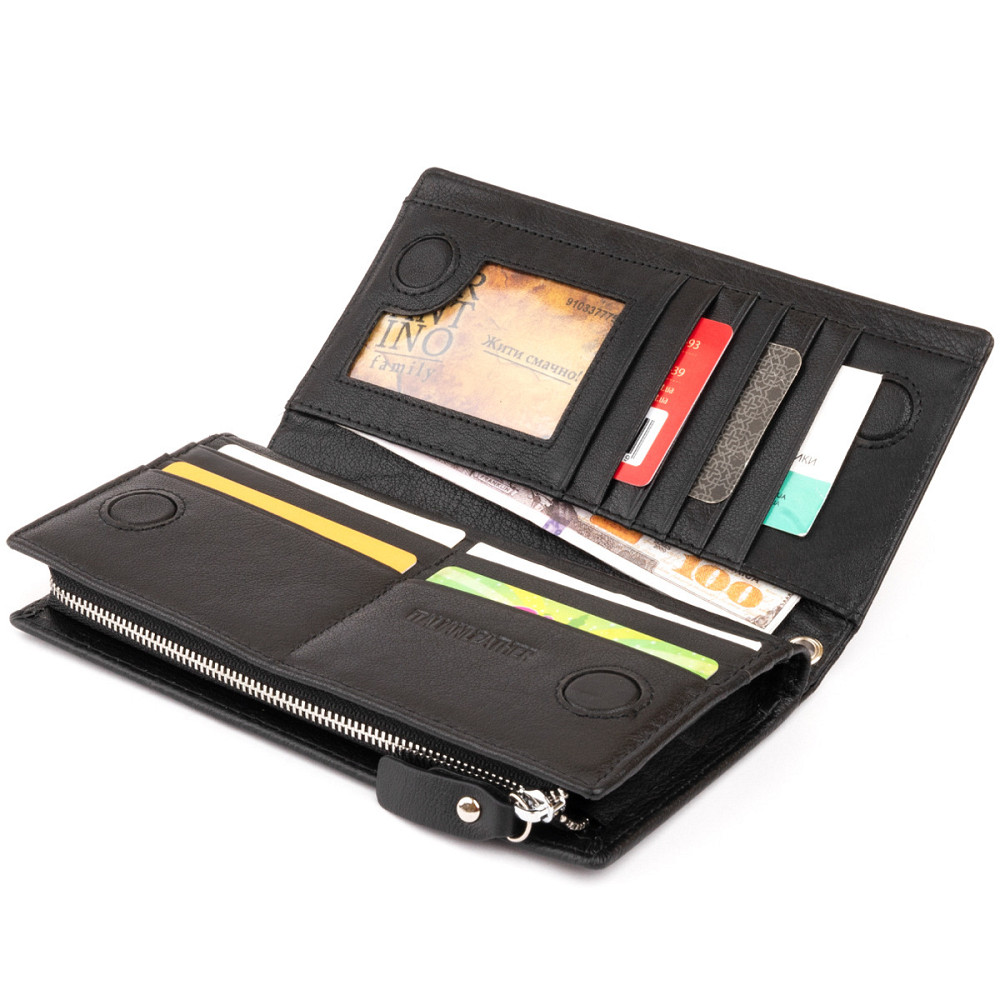 Вертикальный кошелек кожаный женский ST Leather 19274 Черный Киев - изображение 7