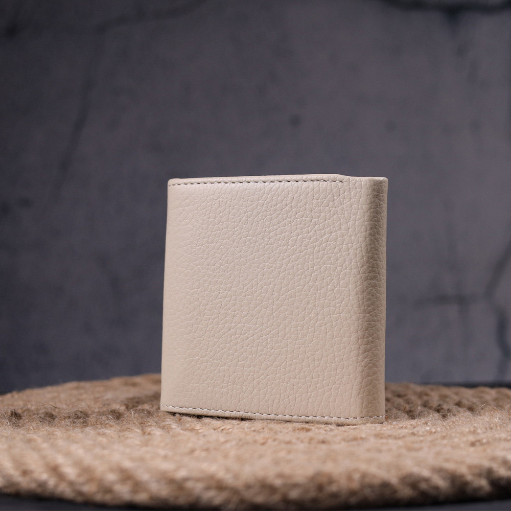 Маленький женский кошелек с монетницей из натуральной кожи KARYA 21377 Молочный Киев - изображение 10