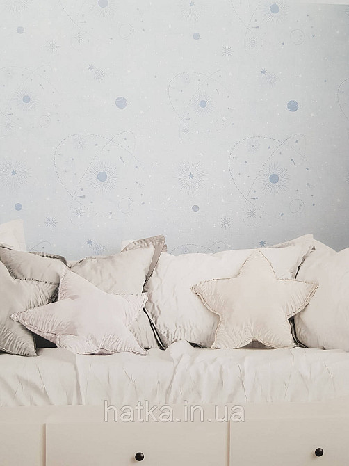 Обои винил на флизелине AS Creation Mia and Paul 0.53х10 детские небо звезды планеты созвездия голубые белые Киев - изображение 1