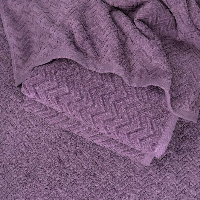 Банное махровое полотенце GM Textile 70x140см Премиум качества Жаккардовое с велюром 550г/м2 (Темно-Фиолетовый) Сумы - изображение 2